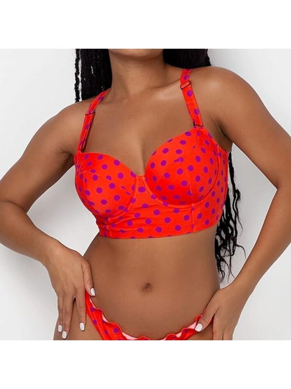 Smart & Sexy Women's  Long Lined Underwire Swim Bikini Top. 34D NWT